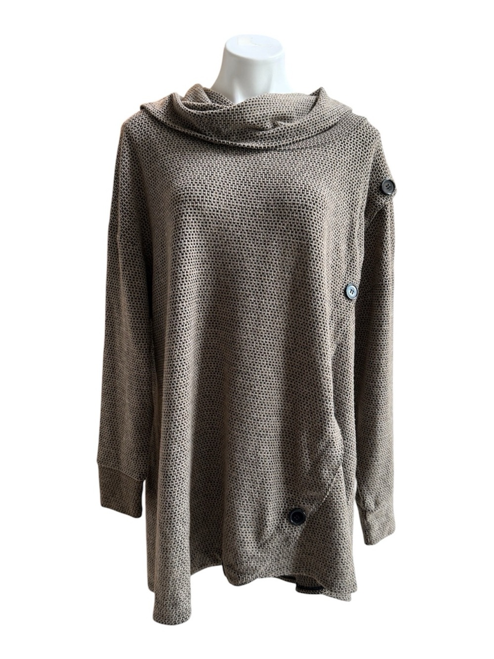 French Laundry Cowl Neck Sweater Tan 2X EUC